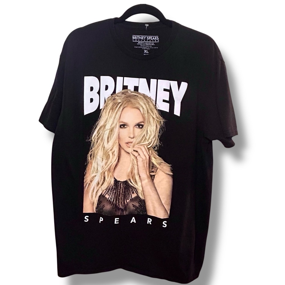 Britney Spears Collection Short Sleeve Crew Neck Black Graphic T-Shirt Photo Tee